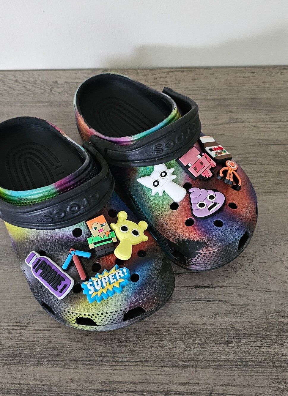 Crocs Kids Tie-Dye Clog with Charms - Multicolor Boy Girl J 1